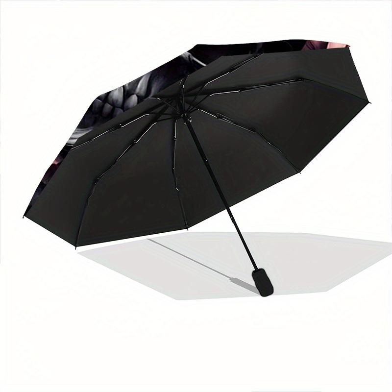 1pc Skull in Bloom Pattern Automatic, 8 Iron Frames, High-Value Folding Umbrella, Travel and Outdoor Adventure.C060