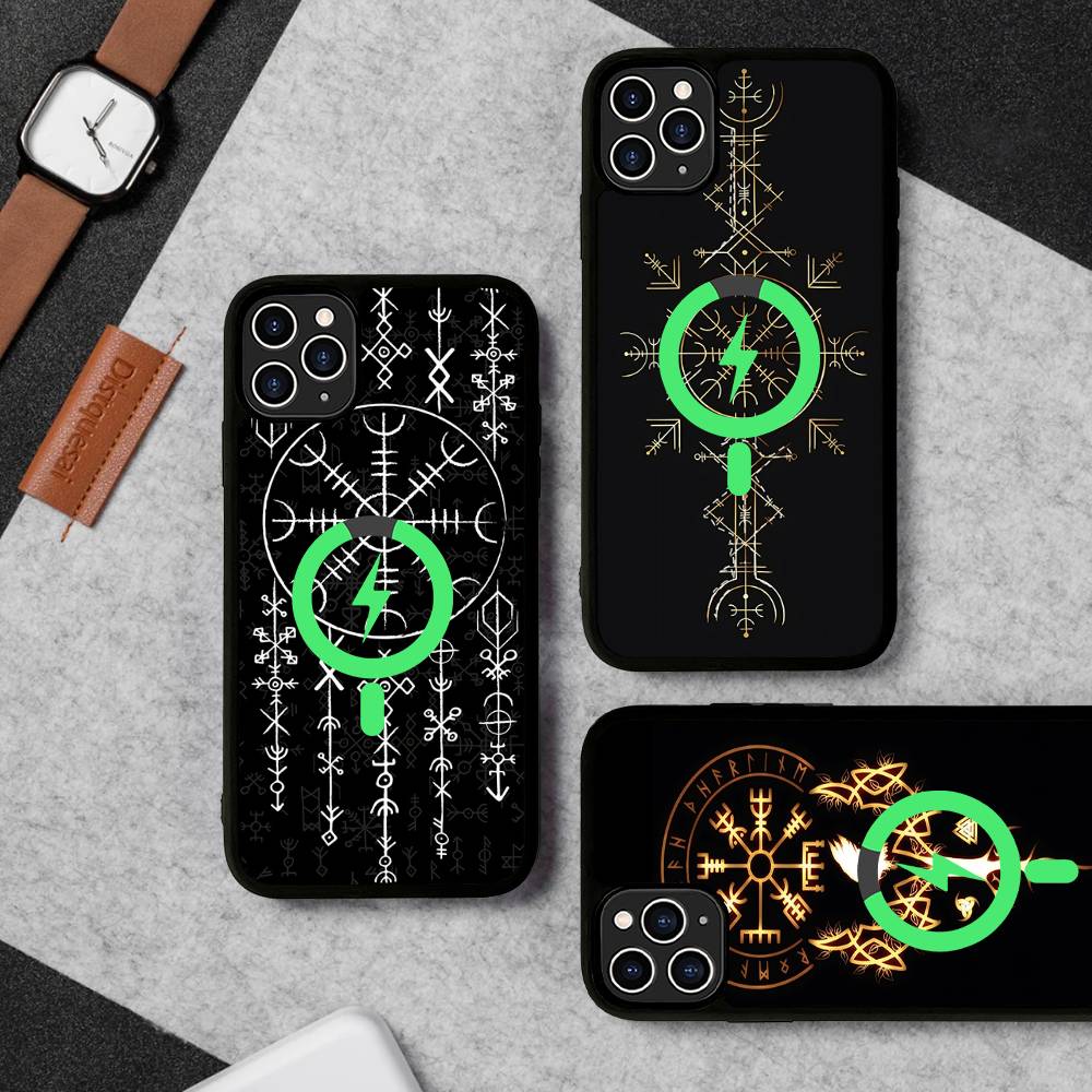 V-Viking Logo V-Vegvisir Magnetic Wireless Phone Case For IPhone 17 16 15 14 13 12 11 Pro Max For Magsafe Cover