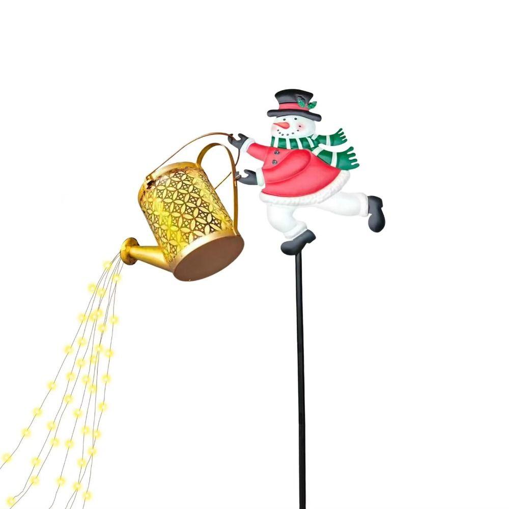 Solar Powered Christmas Patio Decorations Watering Can Solar Stove Lights  Yard Lawn