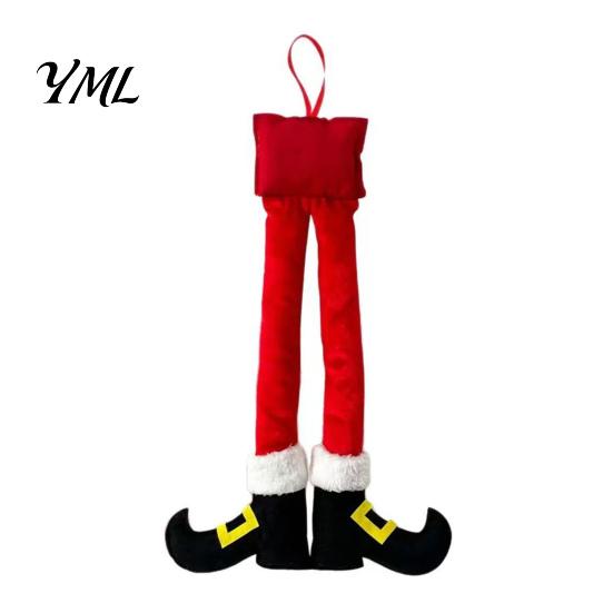 Winter Holiday Party Supplies Christmas Elf Legs, Santa Legs Hanging Ornaments, Plush Stuffed Xmas Car Pendant, Soft Fabric Ornament Fun Decor