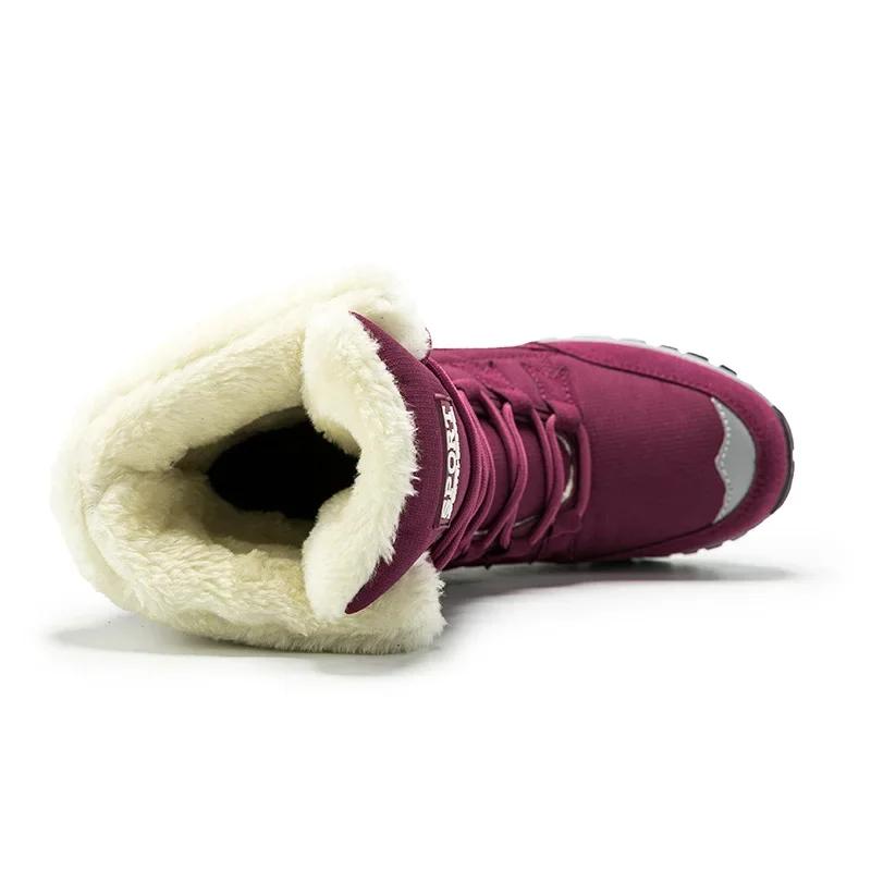 Зимние женские ботинки высокого качества, теплые ботинки для снега, на шнуровке, удобные, до щиколотки, для активного отдыха, водонепроницаемые, для походов 2025