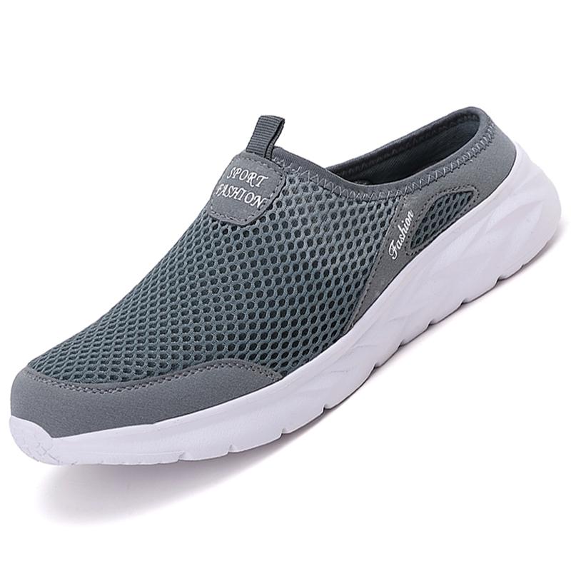 Новые повседневные мокасины мужские летние полутапочки тапочки шлепанцы слипоны мужские сетчатые дышащие мягкие удобные туфли для мужчин