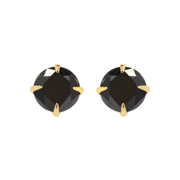 Boucles d'oreilles Luxenter en argent 925 avec zircons d'onyx finis or jaune 18K - Otieno