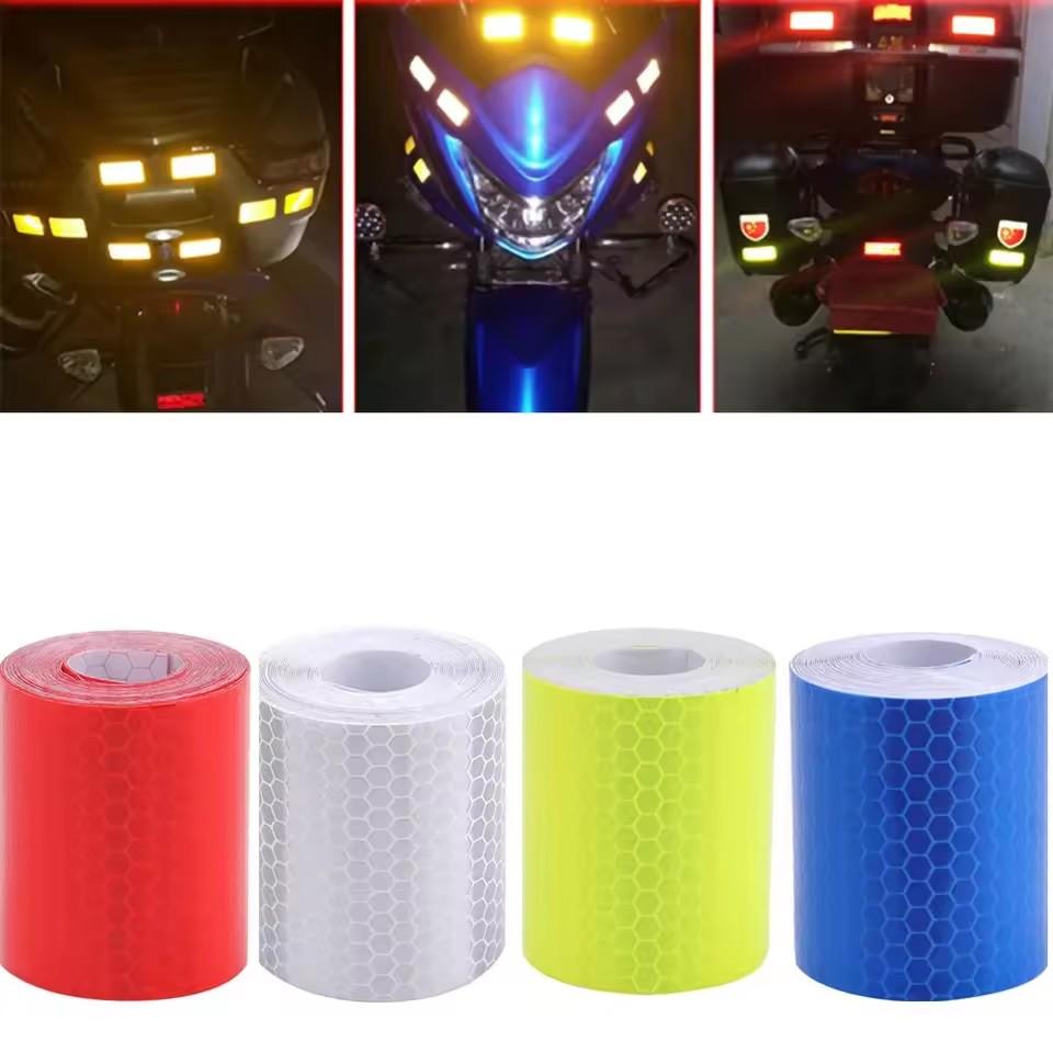Reflective Tape Stickers Car Styling Shiny White Red Yellow Orange Safety Reflectors Mateiral For Automobiles Motorcycle