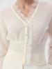 Women's Shawl Sweater Cardigan Spring Lace Open Front Mohair Knit Elegant Wrap White