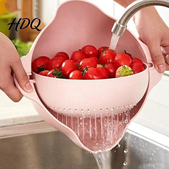Промывочная миска для круп Двухслойная корзина для мытья овощей Многофункциональная дуршлаг-сито для слива воды фруктов и продуктов Кухонная