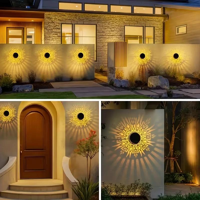 Уличные солнечные железные настенные светильники LED, проекционный бра в виде цветка дурмана, водонепроницаемая декоративная атмосферообразующая лампа для сада, вечеринки, патио, двора