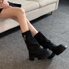 Дизайнерская обувь для женщин Уличная мода Женские сапоги Удобные толстые подошвы Женские сапоги до середины голени Zapatos De Mujer