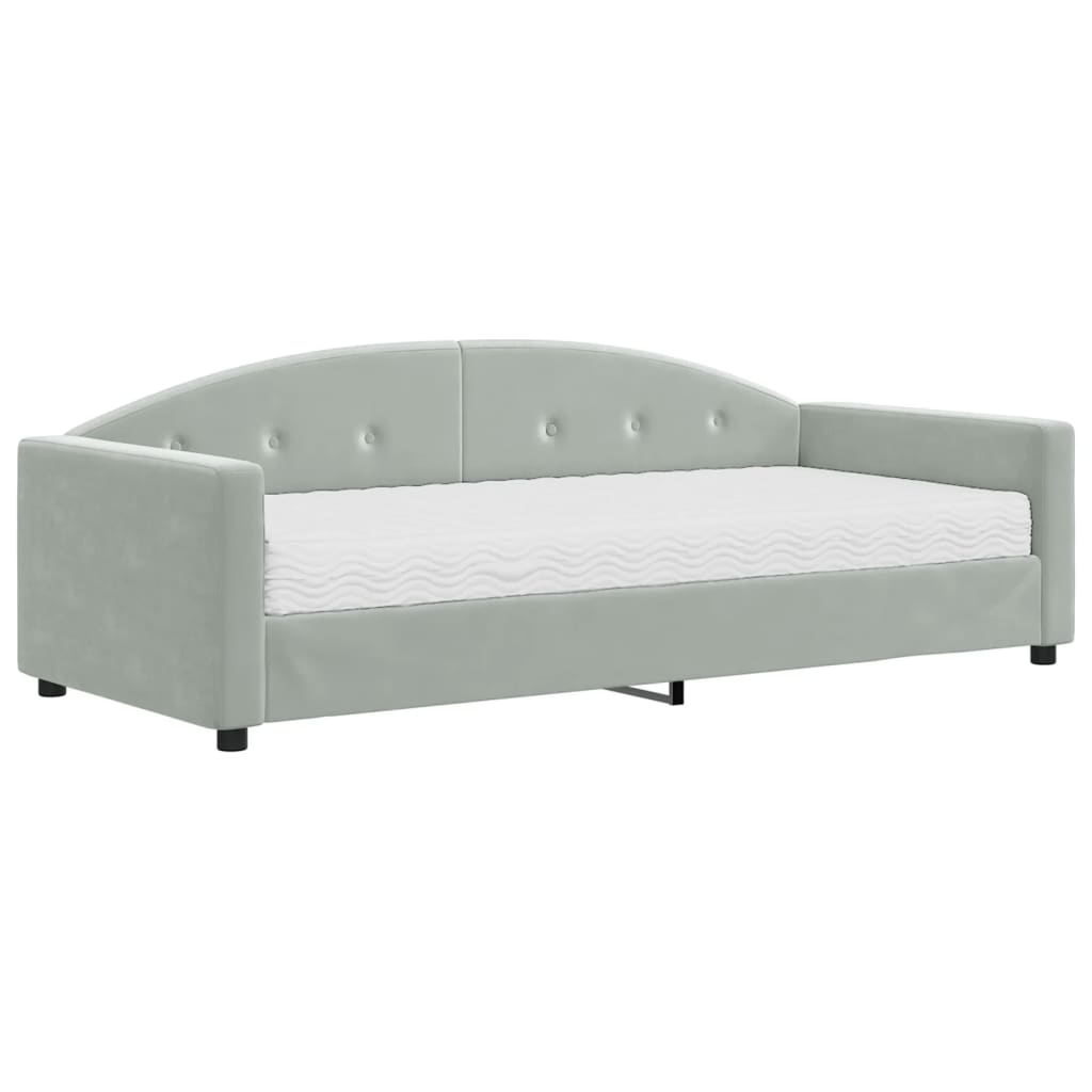 Vidaxl Sofa Z Materacem Do Spania, Jasnoszara, 90X200 Cm, Aksamit