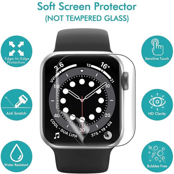 Стеклянная и мягкая пленка для Apple Watch Screen Protector Series 7 6 SE 5 41 мм 45 мм 44 мм 40 мм 42 мм 38 мм для iWatch 4 3 2 1 защитные аксессуары