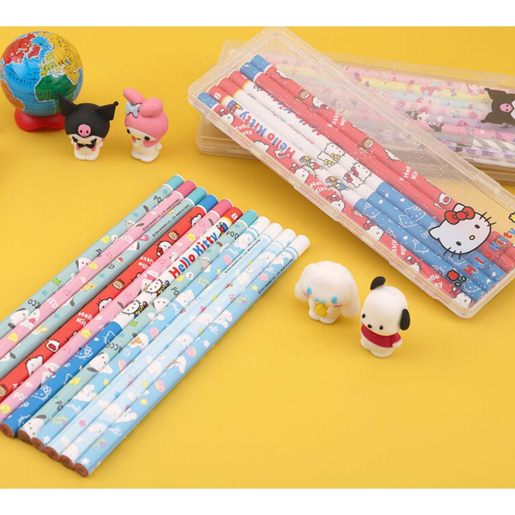 Пенал на 8 предметов и набор карандашей с персонажами Sanrio