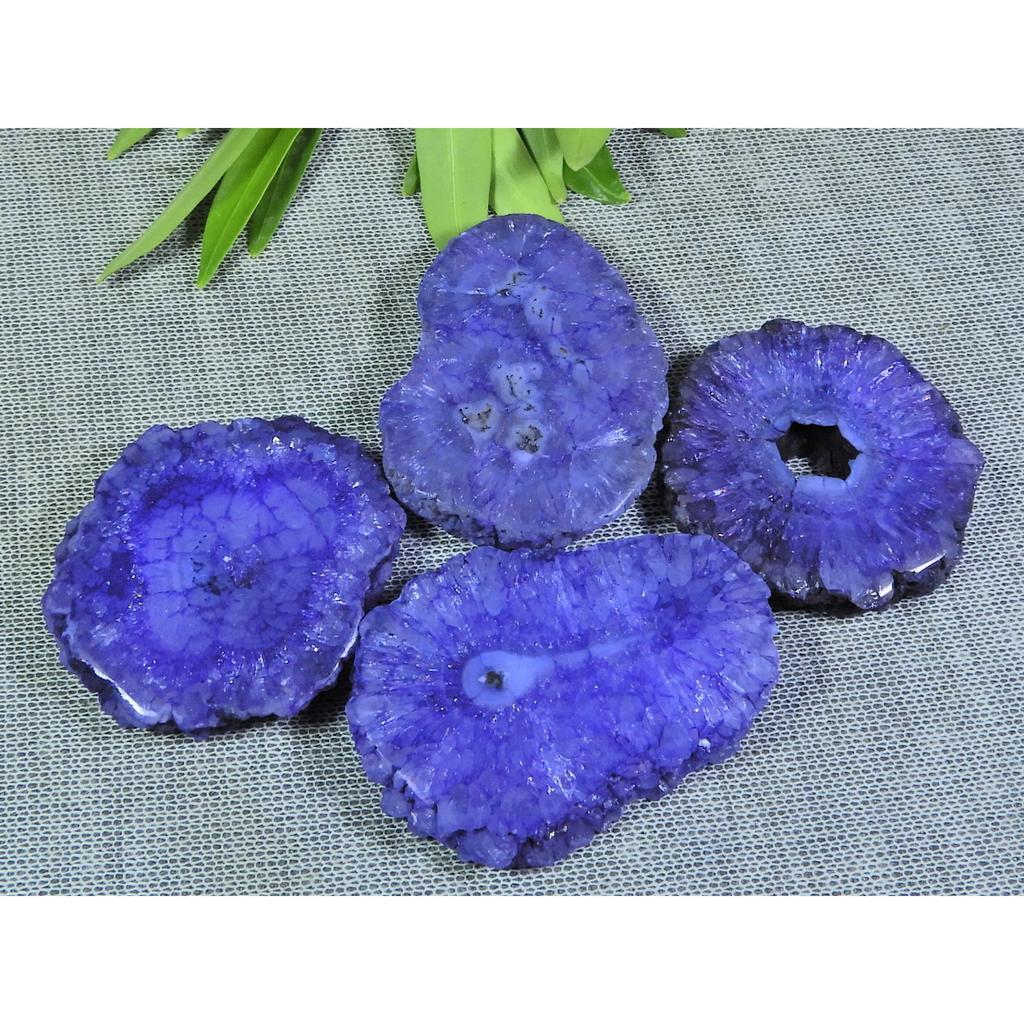 275Cts. Окрашенный солнечный друзовый агат 4 шт. Кристалл Свободный драгоценный камень 32X33-30X42Лот ММ A-215