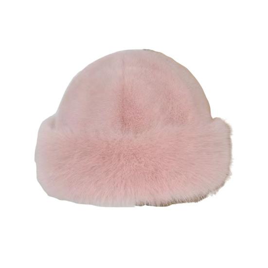 Faux Fur Winter Bucket Hat Solid Color Soft Texture Thickened Warm Plush Hat Gentle Feel Winter Headwear