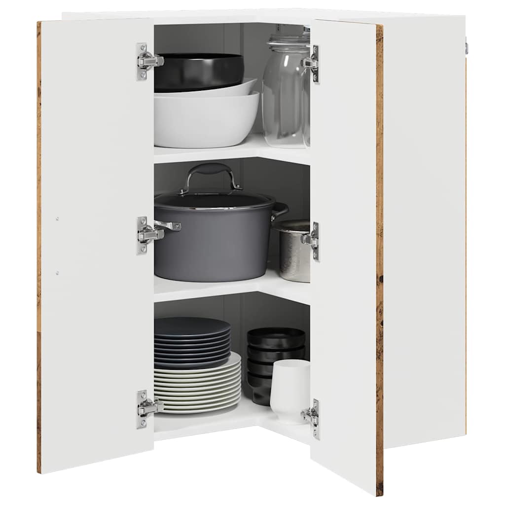 Lucca Wall Corner Cabinet Reclaimed Wood Look 57 x 57 x 80 cm Particleboard