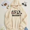 Womens Cartoon Cow Print Loose Hoodie Tops Blouse Sweatshirt Casual Long Sleeve Pullover Tops