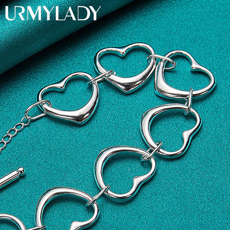 Браслет-цепочка из стерлингового серебра 925 пробы с сердцем любви, модные очаровательные ювелирные изделия