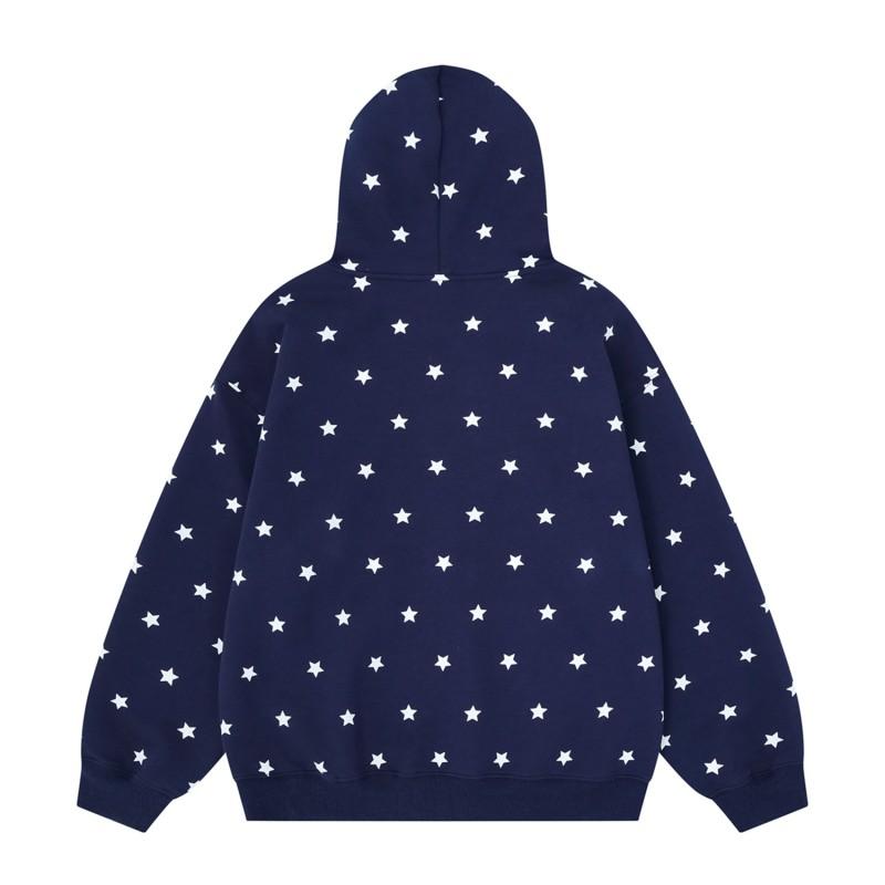 American Vintage Star Print Hooded Sweatshirt Loose Fit Streetwear Couple Top
