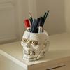 Настольное хранилище Многофункциональный держатель для карандашей в форме черепа Настольные принадлежности Ретро Смешное ведро для хранения домашнего декора Подарок на Хэллоуин