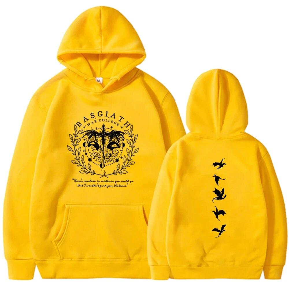 Vintage Bookish Hoodie Women Double Sided Fourth Wing Basgiath War College Hooded Sweatshirt Casual Fashion
