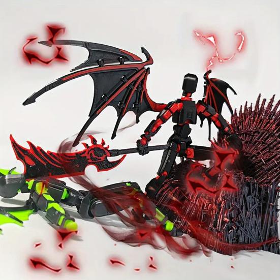 3D Printed Robot Action Figure with Accessories Movable Joints Demon