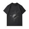 Men's 100% Cotton Crew Neck Short Sleeve T-shirt, Abstract Geometric Tech Globe Print Casual Comfortable Tee for Daily Street Wear, Soft Breathable Re