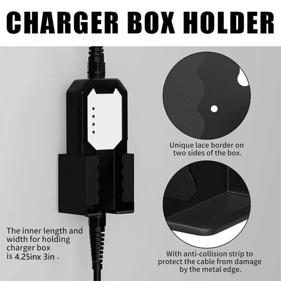 Держатель зарядного устройства для электромобилей Настенное крепление Настенное перфорирование с винтами Противоскользящая защита Вилка Держатель кабеля зарядного устройства Кронштейн Держатель зарядного устройства для электромобилей