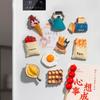Simulated Food Magnetic Stickers 3D Food Refrigerator Sticker Resin Fried Egg Refrigerator Magnet