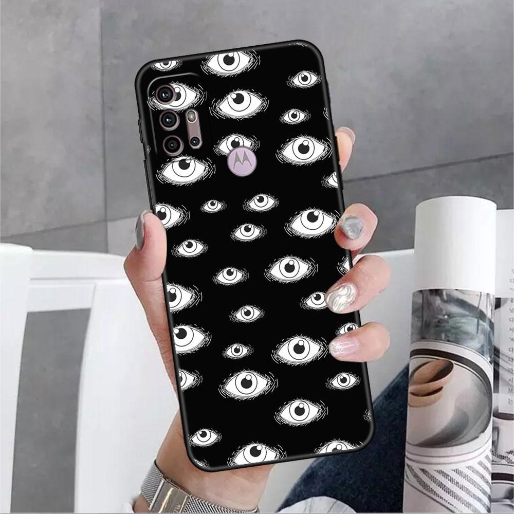Чехол со страшным лицом и глазами для Motorola G30 G9 Play G82 G52 G60 G8 G9 Power G50 One Fusion Edge 30 20, черный, мягкий чехол для телефона