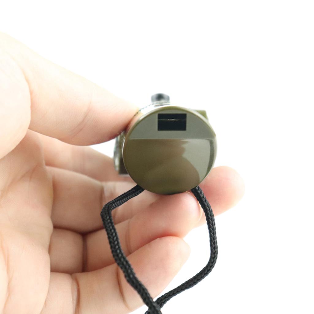 Whistle with Compass Magnifier LED Flashlight Thermometer for Survival, Multifunctional 7 In 1 Outdoor Camping Hiking