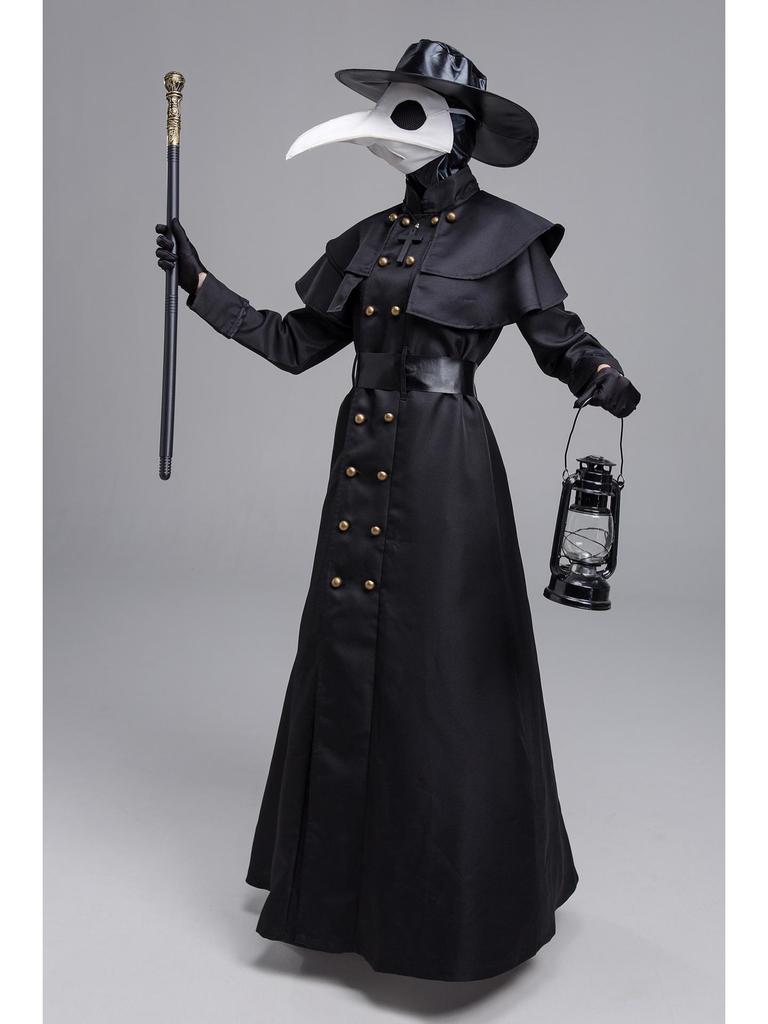 Steampunk Medieval Plague Doctor Costume with Raven Bird Beak Mask