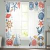 Watercolor Sea Life Seashell Sheer Curtains For Living Room Window Transparent Voile Tulle Curtain Bedroom Drapes Home Decor