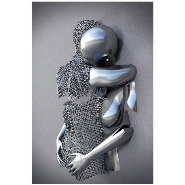 Современная металлическая фигурка, статуя, переплетение души, художественная роспись на холсте, абстрактная романтическая печать плакатов, настенная картина, декор комнаты, без рамки