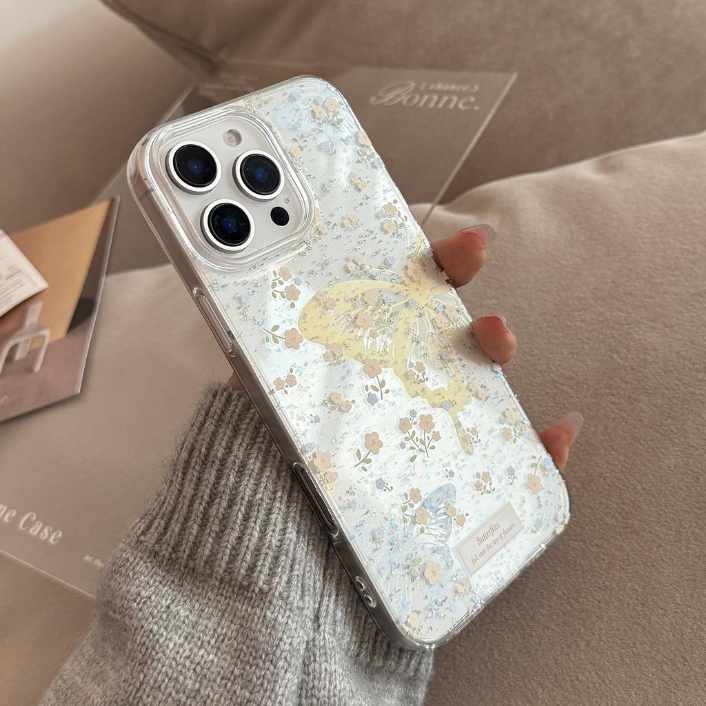 The Shining Butterfly Is Suitable for Apple 16promax Phone Cases. 17 Fresh Little Flowers Iphone14 Beautiful 11 Transparent