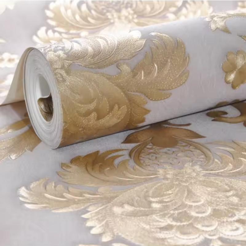 1 рулон обоев шириной 53 см, античное золото, для гостиной, спальни, водонепроницаемая ПВХ наклейка на стену, украшение для дома, европейские обои