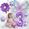 Purple And Pink Butterfly Balloon Set, Chrysanthemum Aluminum Film Confetti Balloon, Baby Rain Party Arrangement