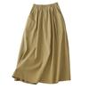 Real Summer New Large Size Literary Wash Cotton and Linen Elastic Waist Casual and Thin Medium and Long Skirt Women