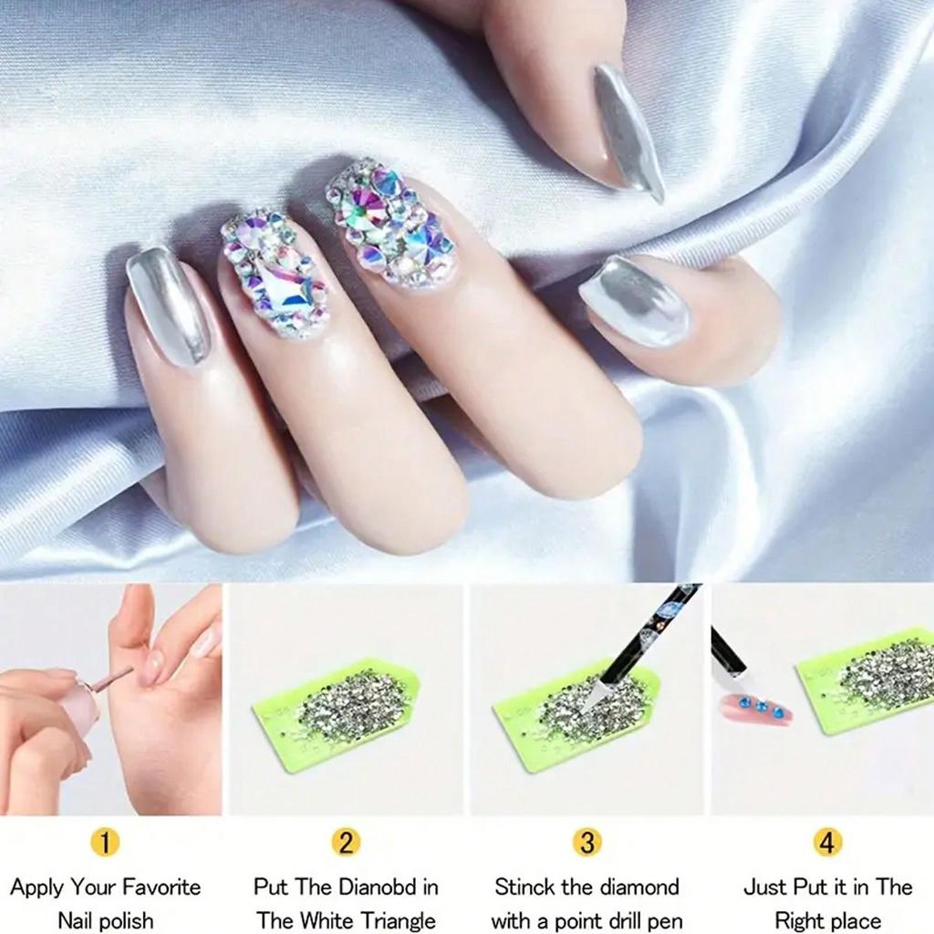 8-piece Diamond Drawing Pen Rhinestone Picker Pencil Set Self-adhesive Nail Point Crayon with Sharpener 5D Crystal Gem Picker Tool DIY Nail Accessorie