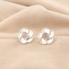 Round Natural Rose Quartz Sterling Silver Wife Gift Stud Unique Earrings Jewelry EE-157-33
