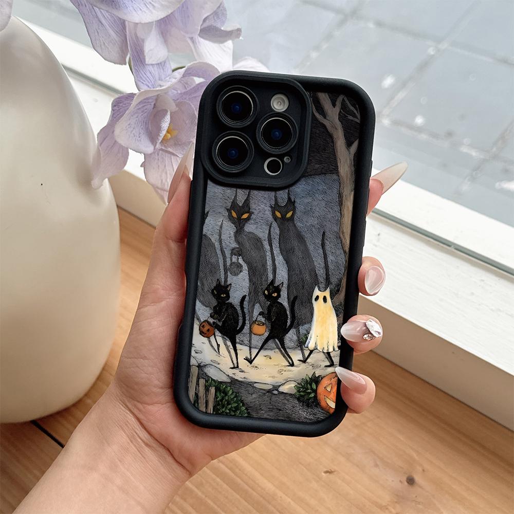 Креативный милый чехол для телефона с Хэллоуинским котом для Huawei P50 Nova 9 10 Honor 400 300 200 X7B X7 X8 8A Magic7 X9c Smart Lite Pro 4G 5G