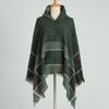 Hooded Cape Plaid Scarf Imitation Cashmere Fish Bone Pattern Women'S Outer Warm Shawl In Autumn And Winter