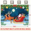Party Backdrop Christmas Flat Santa Sleigh Reindeer Winter Night Snowy Village Photo Background Decor Front Door Decor