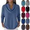 Женский повседневный и модный топ с круглым вырезом и длинными рукавами, однотонный