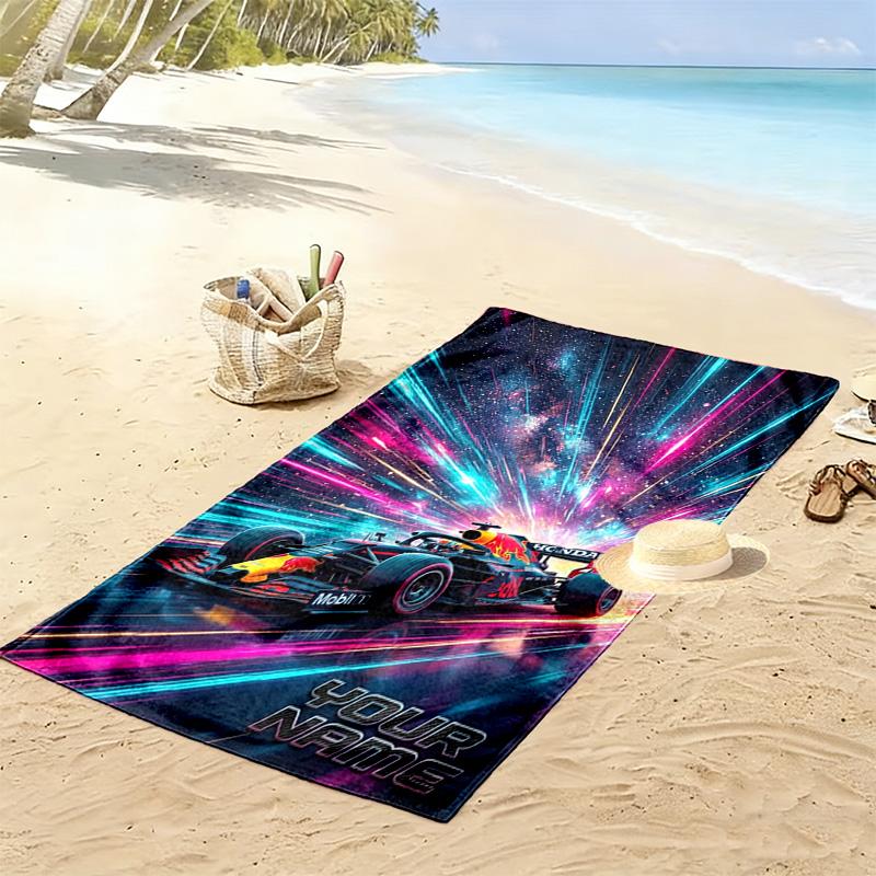 Name Custom F1 Print Beach Towel, Large Soft Quick Dry Towel for Beach Camping Swimming
