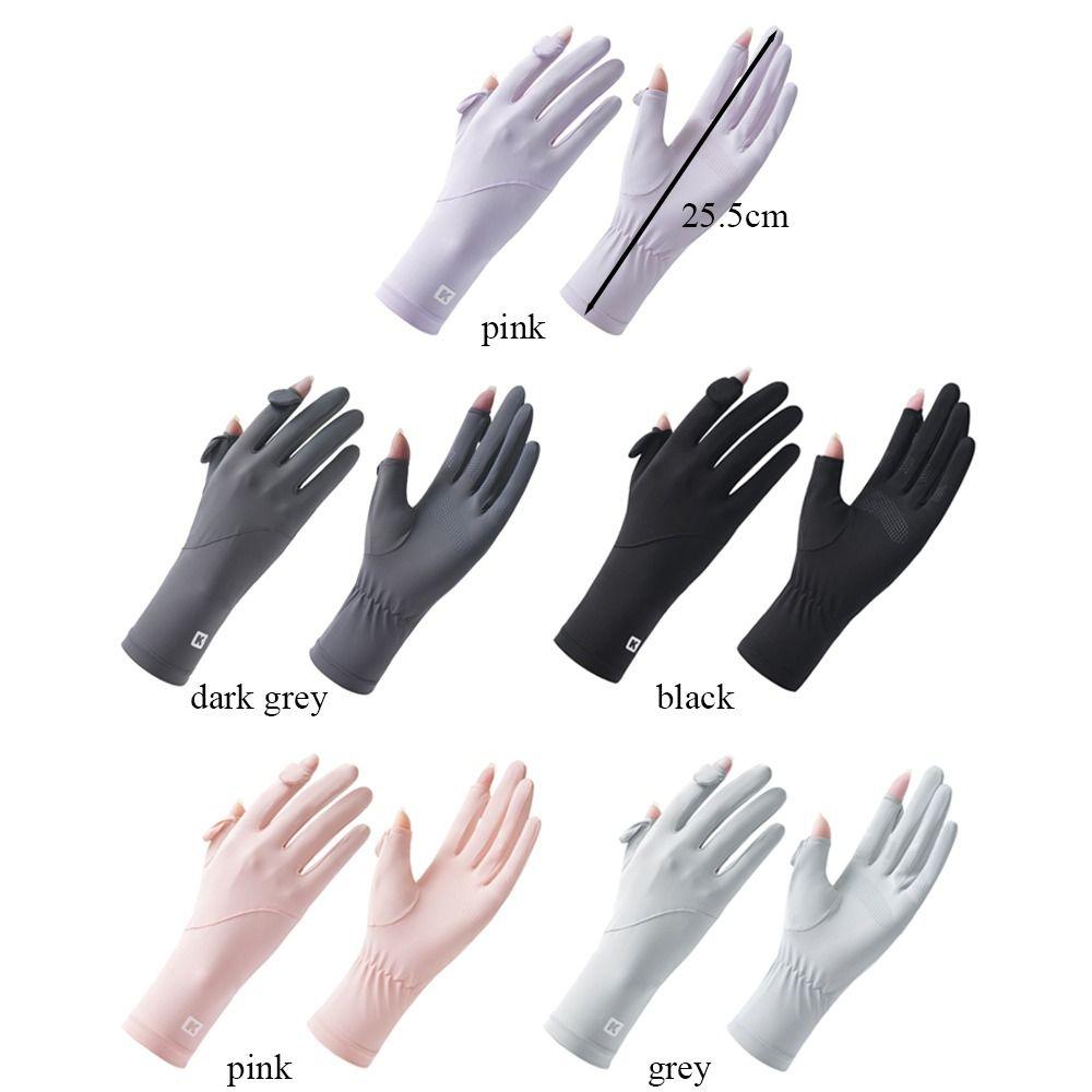 Солнцезащитные перчатки из ледяного шелка, тонкие варежки с защитой от УФ-лучей, модные перчатки для велоспорта и вождения, женские и для девочек