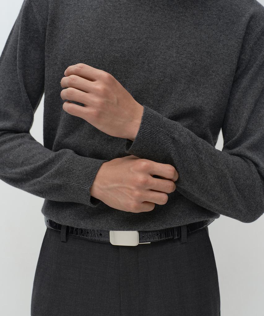 MUSINSA STANDARD [Plus] 100% Cashmere Crew Neck Knit [Medium Grey]