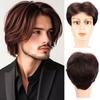 Synthetic Short Brown Wigs for Men Natural Straight Hair Breathable Adjustable Daily Man Wig with Bangs Cosplay Party Male Wig