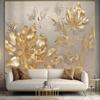 Современные 3d обои Light Luxury 3d Golden Flower Mural Гостиная Спальня Диван Настенные фрески Домашний декор