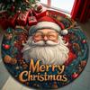 1Pcs Christmas Santa Claus Pattern Round Area Rug Indoor Non-Slip Washable Fiber Carpet Soft Comfortable Mat For Bedroom Living Room