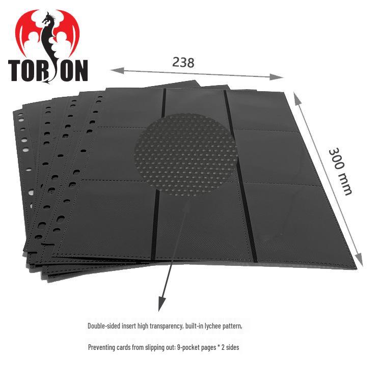 Держатель для карт Yu-Gi-Oh с совместимостью с картами звезд NBA - 11 отверстий, 9 карманов, односторонние страницы с высокой прозрачностью с черным узором личи