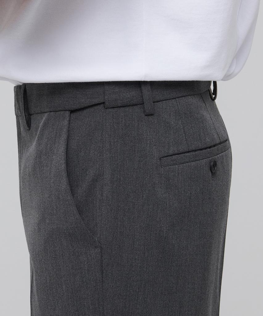 MUSINSA STANDARD Lightweight Semi-Wide Hidden Banding Slacks [Medium Gray]